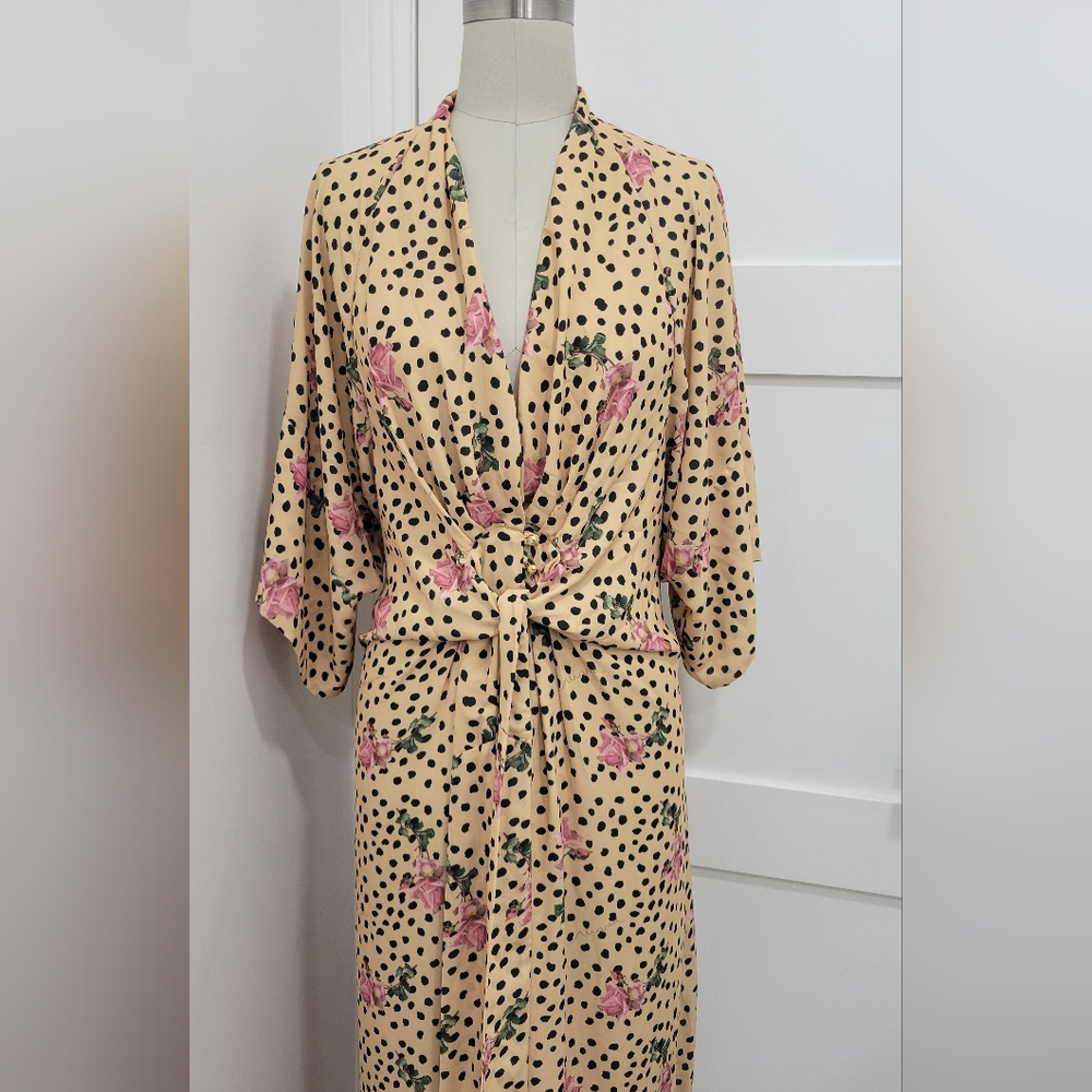 Maria Sanz Women's Kimono Animal Floral Print Size One Size Romantic Boho Chic - Picture 2 of 13